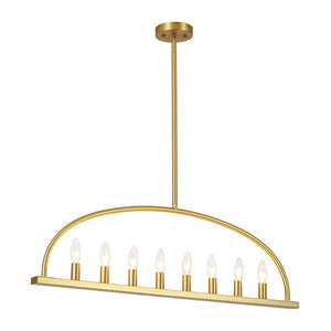 LightFixturesUSA - Minimalist 8 - Light Brass Candle Style Linear Island Chandelier - Chandelier - Brass - 