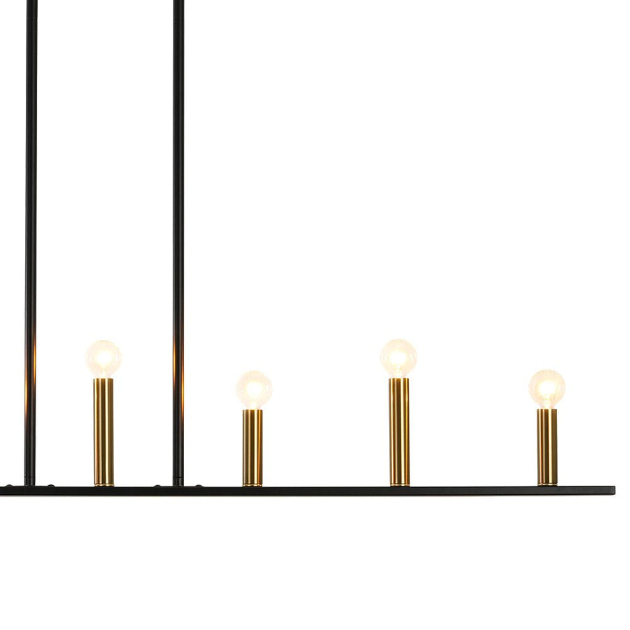 LightFixturesUSA - Minimalist Black Brass Candle Style Linear Island Chandelier - Chandelier - 43.3 in - 