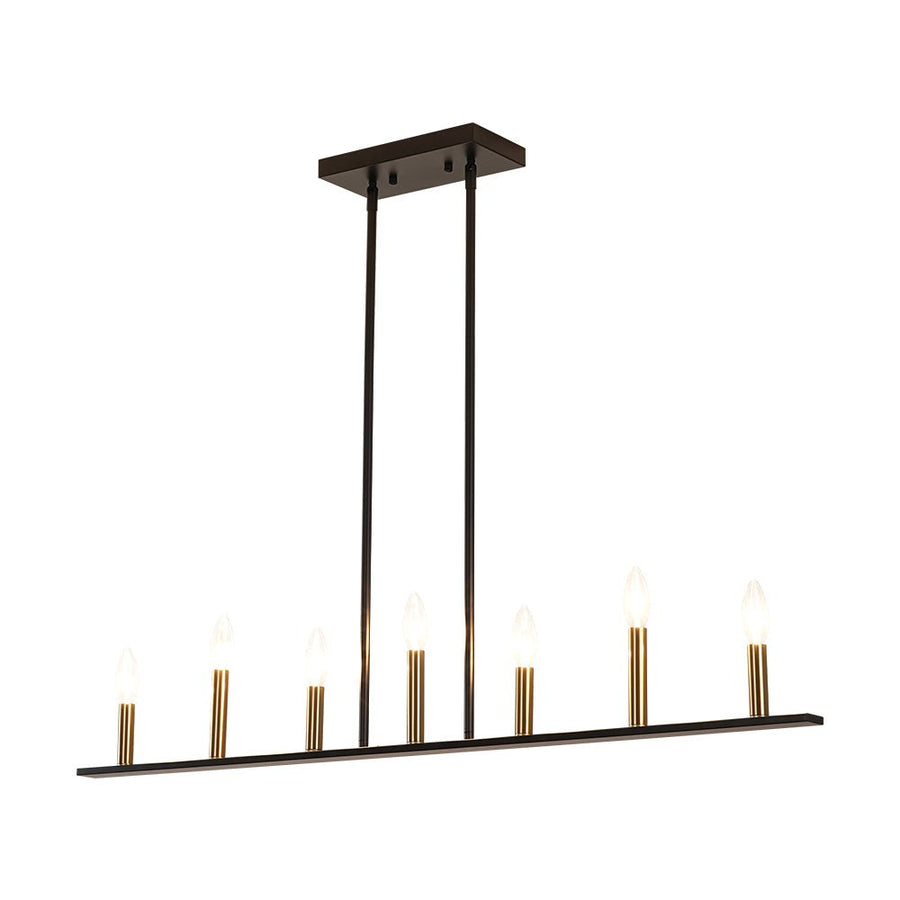 LightFixturesUSA - Minimalist Black Brass Candle Style Linear Island Chandelier - Chandelier - 43.3 in - 
