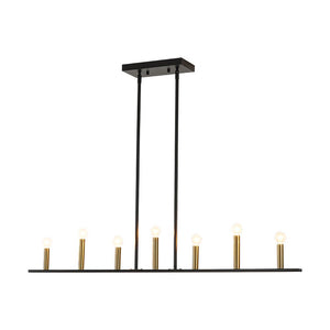 LightFixturesUSA - Minimalist Black Brass Candle Style Linear Island Chandelier - Chandelier - 43.3 in - 