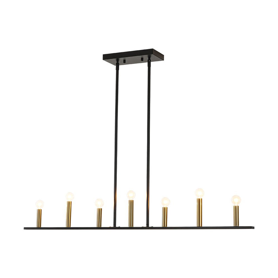 LightFixturesUSA - Minimalist Black Brass Candle Style Linear Island Chandelier - Chandelier - 43.3 in - 