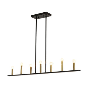 LightFixturesUSA - Minimalist Black Brass Candle Style Linear Island Chandelier - Chandelier - 43.3 in - 