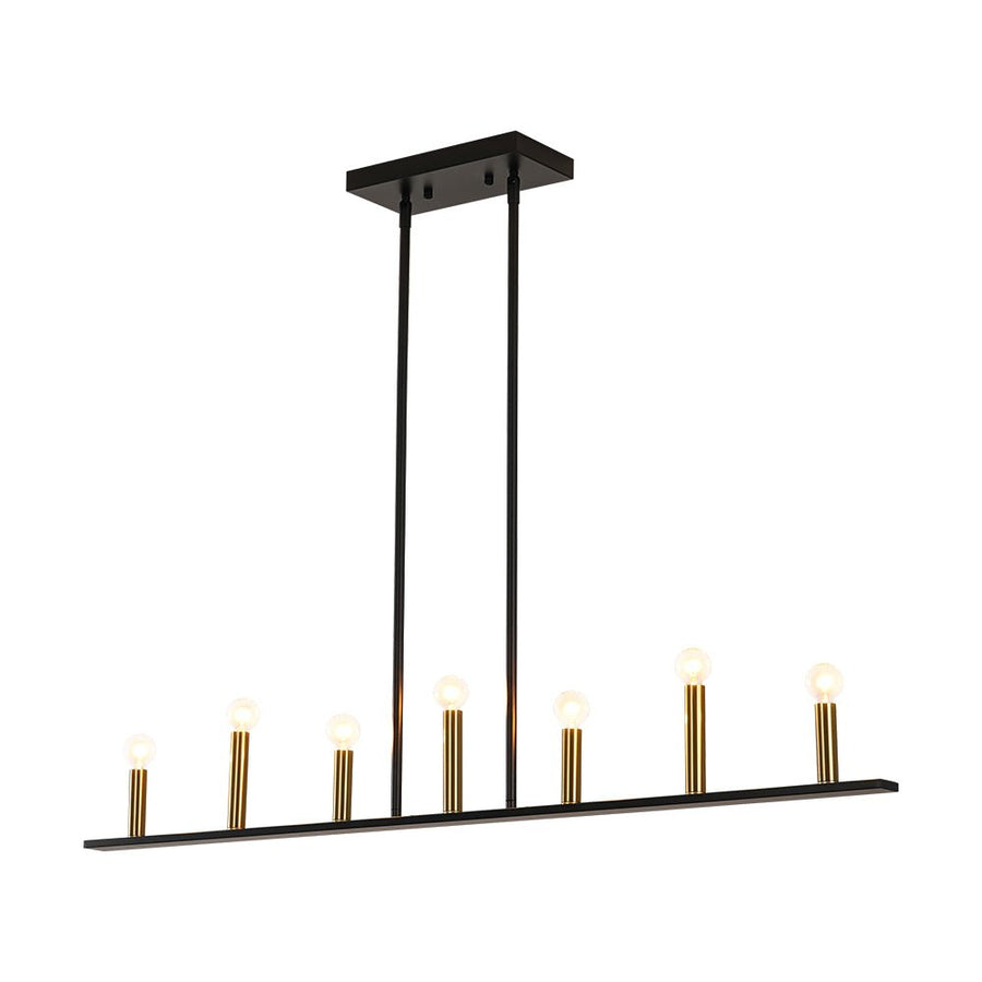 LightFixturesUSA - Minimalist Black Brass Candle Style Linear Island Chandelier - Chandelier - 43.3 in - 