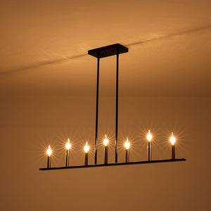 LightFixturesUSA - Minimalist Black Brass Candle Style Linear Island Chandelier - Chandelier - 43.3 in - 