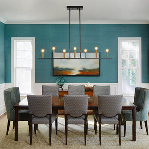 LightFixturesUSA - Minimalist Black Brass Candle Style Linear Island Chandelier - Chandelier - 43.3 in - 
