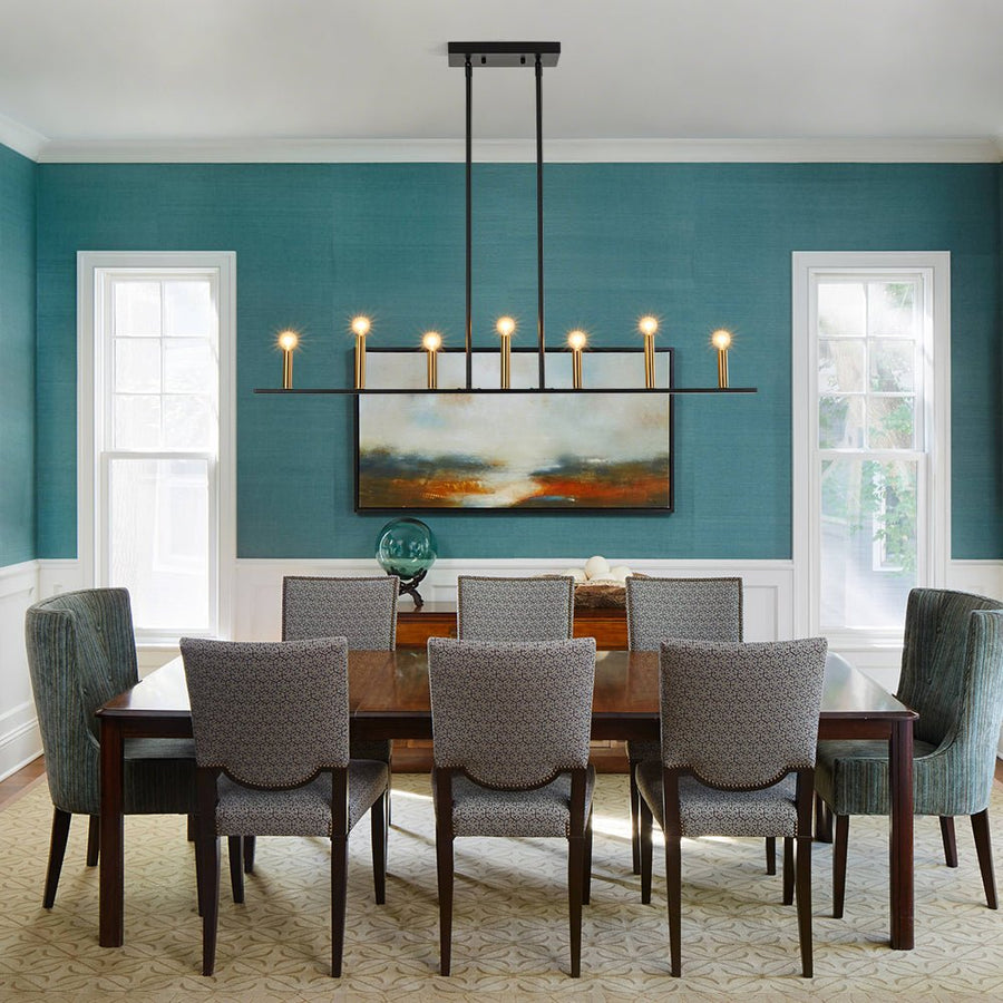 LightFixturesUSA - Minimalist Black Brass Candle Style Linear Island Chandelier - Chandelier - 43.3 in - 