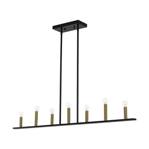 LightFixturesUSA - Minimalist Black Brass Candle Style Linear Island Chandelier - Chandelier - 43.3 in - 