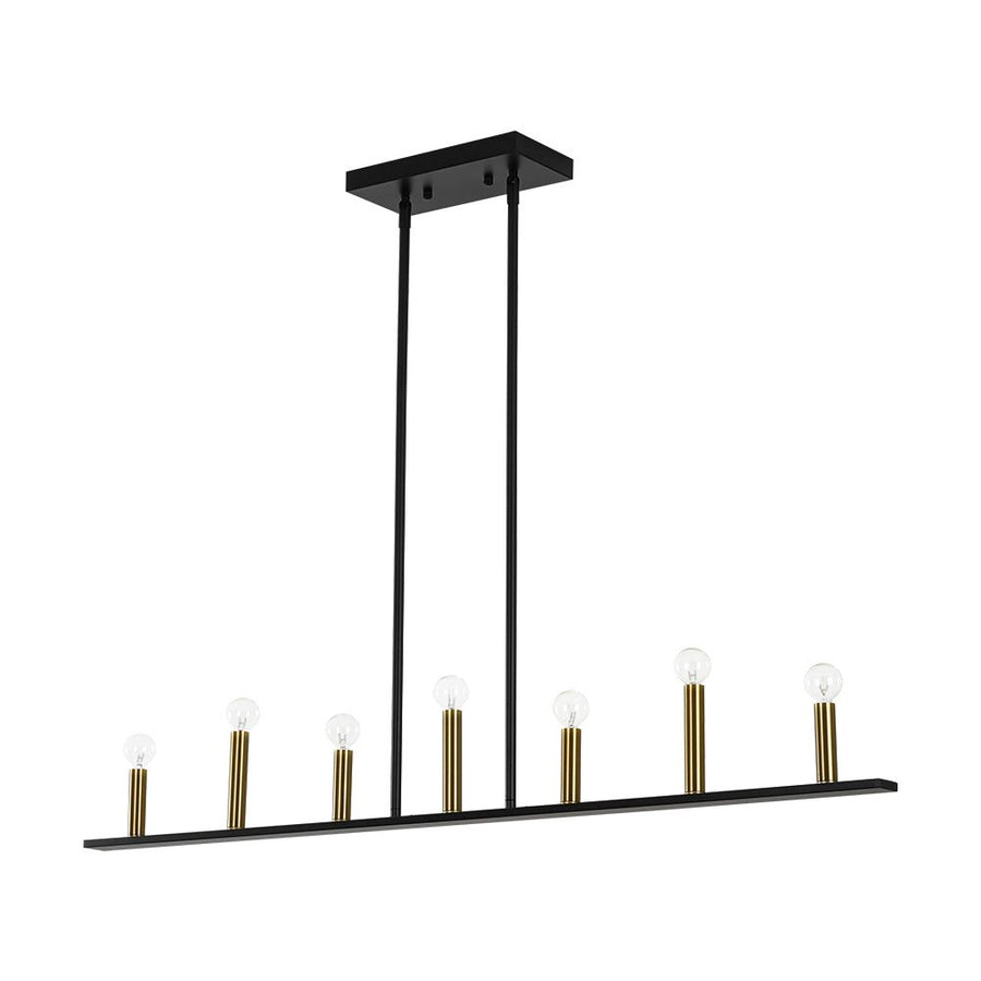 LightFixturesUSA - Minimalist Black Brass Candle Style Linear Island Chandelier - Chandelier - 43.3 in - 