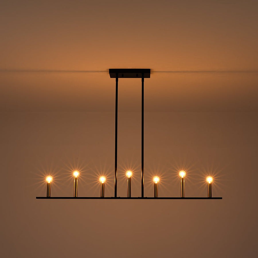 LightFixturesUSA - Minimalist Black Brass Candle Style Linear Island Chandelier - Chandelier - 43.3 in - 