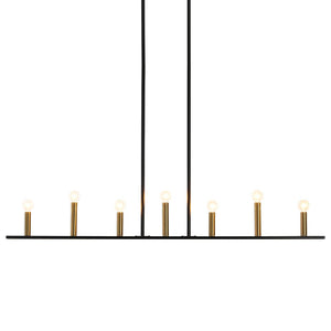 LightFixturesUSA - Minimalist Black Brass Candle Style Linear Island Chandelier - Chandelier - 43.3 in - 