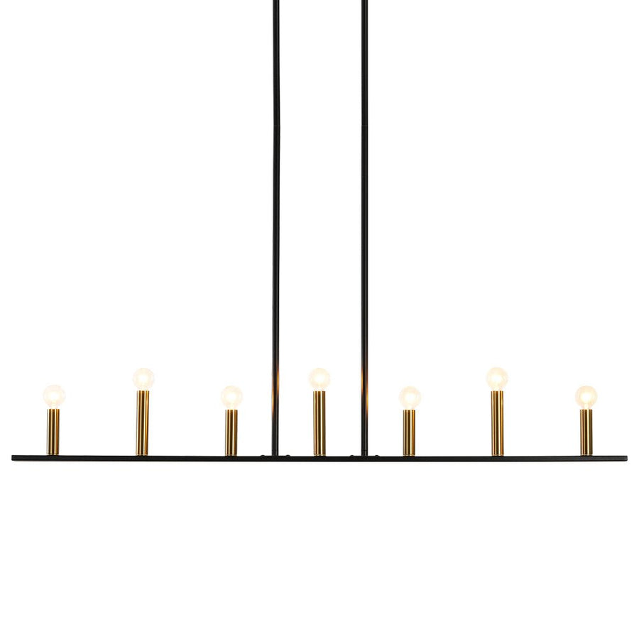 LightFixturesUSA - Minimalist Black Brass Candle Style Linear Island Chandelier - Chandelier - 43.3 in - 