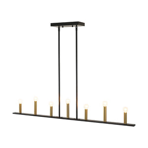 LightFixturesUSA - Minimalist Black Brass Candle Style Linear Island Chandelier - Chandelier - 43.3 in - 