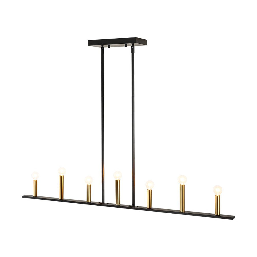 LightFixturesUSA - Minimalist Black Brass Candle Style Linear Island Chandelier - Chandelier - 43.3 in - 
