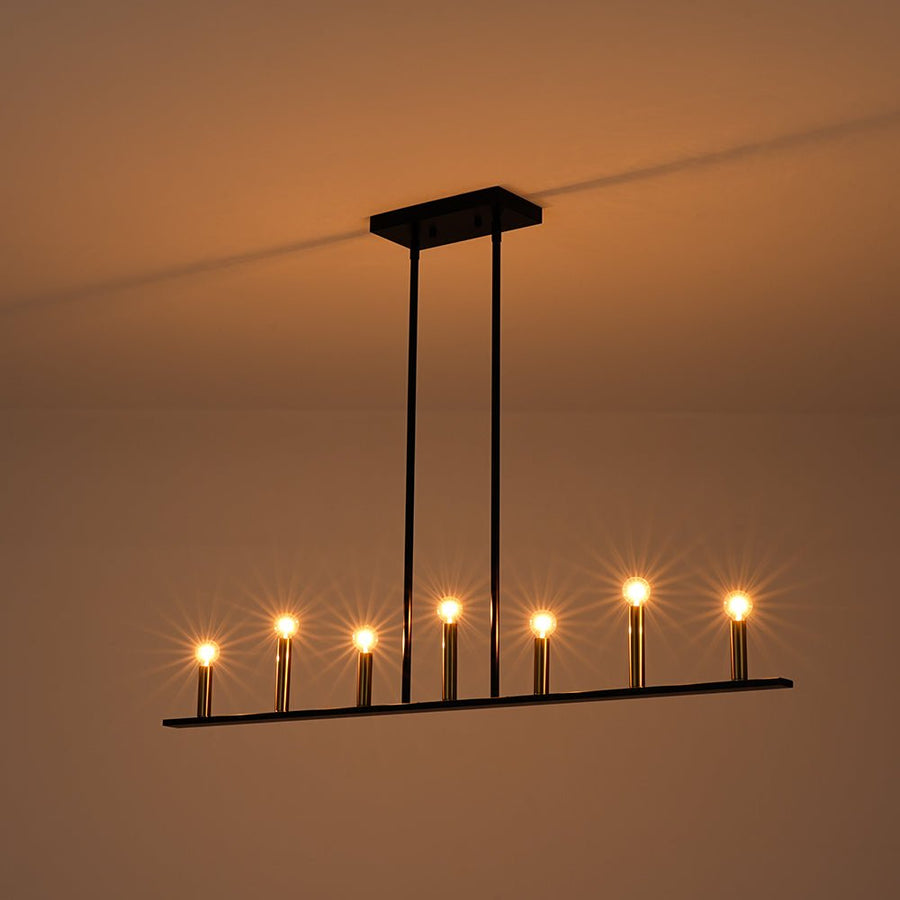 LightFixturesUSA - Minimalist Black Brass Candle Style Linear Island Chandelier - Chandelier - 43.3 in - 