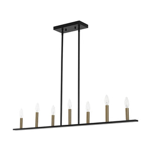 LightFixturesUSA - Minimalist Black Brass Candle Style Linear Island Chandelier - Chandelier - 43.3 in - 