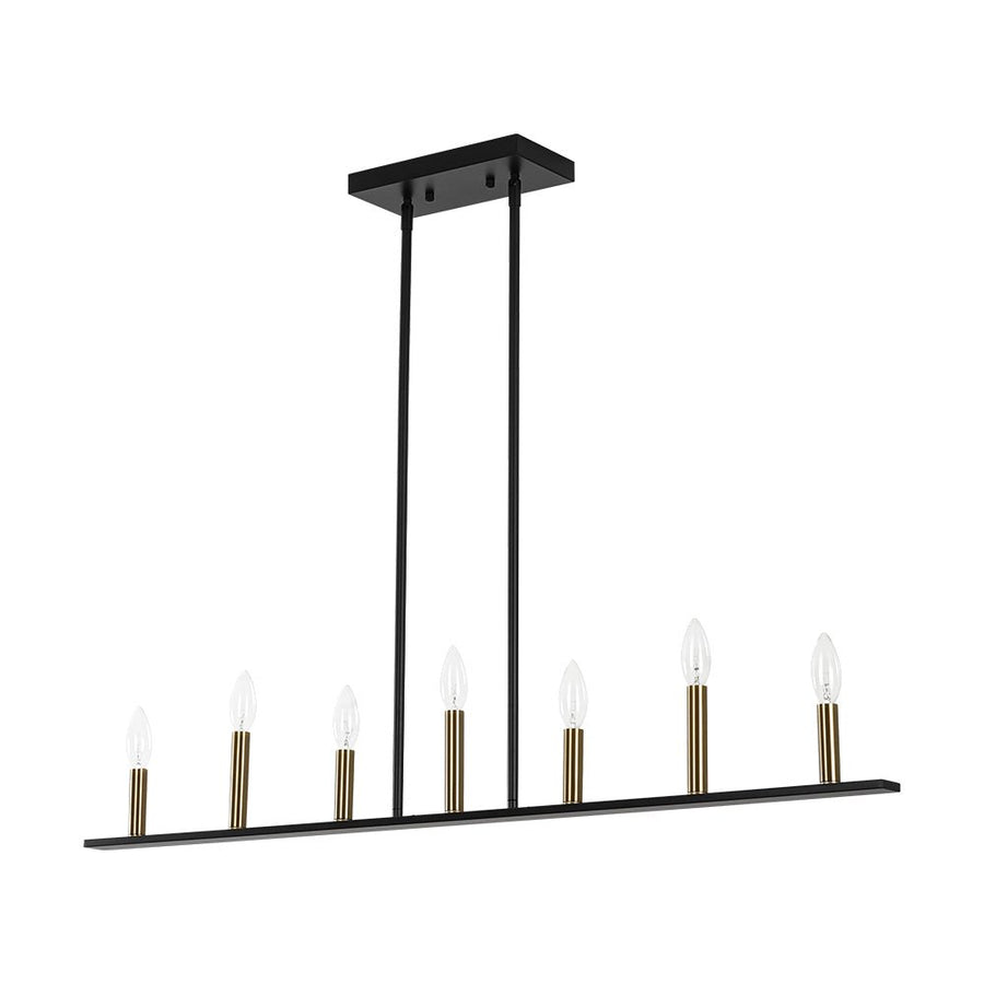 LightFixturesUSA - Minimalist Black Brass Candle Style Linear Island Chandelier - Chandelier - 43.3 in - 