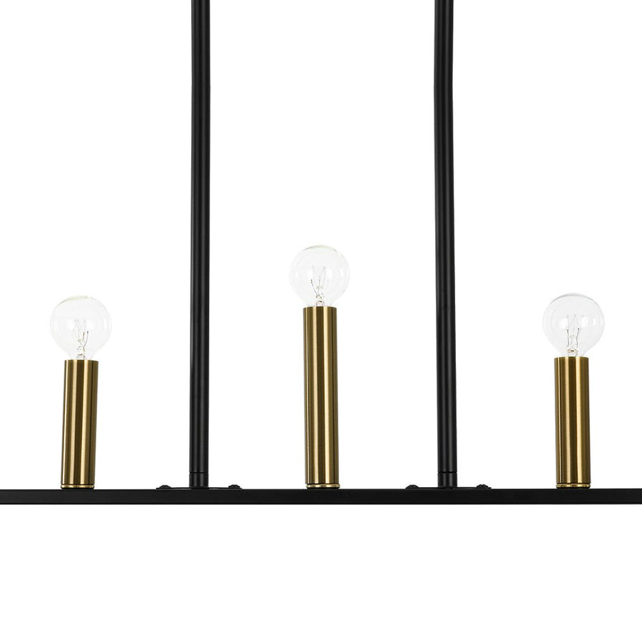 LightFixturesUSA - Minimalist Black Brass Candle Style Linear Island Chandelier - Chandelier - 43.3 in - 
