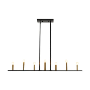 LightFixturesUSA - Minimalist Black Brass Candle Style Linear Island Chandelier - Chandelier - 43.3 in - 