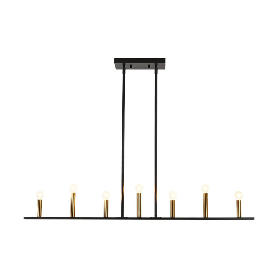 LightFixturesUSA - Minimalist Black Brass Candle Style Linear Island Chandelier - Chandelier - 43.3 in - 