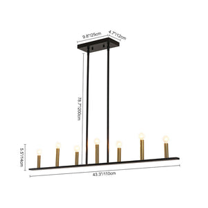 LightFixturesUSA - Minimalist Black Brass Candle Style Linear Island Chandelier - Chandelier - 43.3 in - 