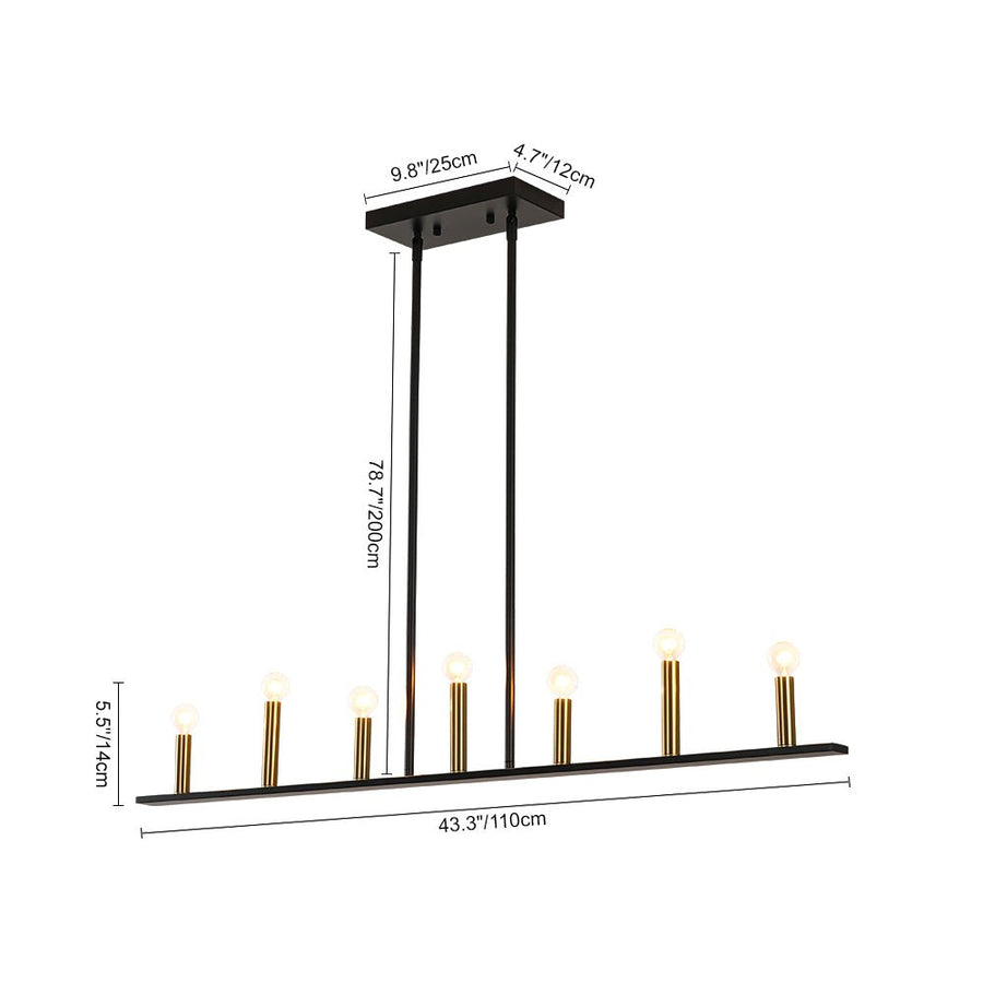 LightFixturesUSA - Minimalist Black Brass Candle Style Linear Island Chandelier - Chandelier - 43.3 in - 