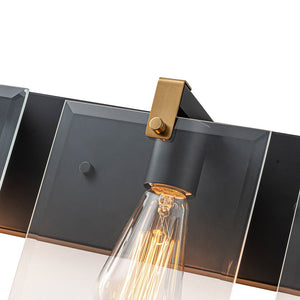 LightFixturesUSA - Minimalist Clear Glass Square Panel 3 - Light Vanity Wall Lamp - Wall Sconce - 16.5in - 