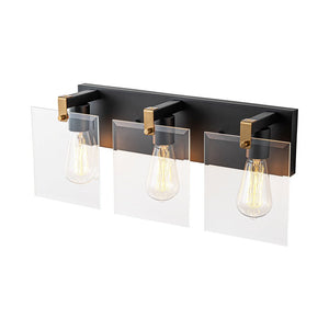 LightFixturesUSA - Minimalist Clear Glass Square Panel 3 - Light Vanity Wall Lamp - Wall Sconce - 16.5in - 