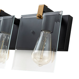LightFixturesUSA - Minimalist Clear Glass Square Panel 3 - Light Vanity Wall Lamp - Wall Sconce - 16.5in - 
