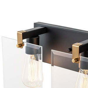 LightFixturesUSA - Minimalist Clear Glass Square Panel 3 - Light Vanity Wall Lamp - Wall Sconce - 16.5in - 