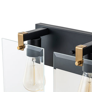 LightFixturesUSA - Minimalist Clear Glass Square Panel 3 - Light Vanity Wall Lamp - Wall Sconce - 16.5in - 