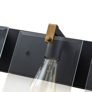 LightFixturesUSA - Minimalist Clear Glass Square Panel 3 - Light Vanity Wall Lamp - Wall Sconce - 16.5in - 