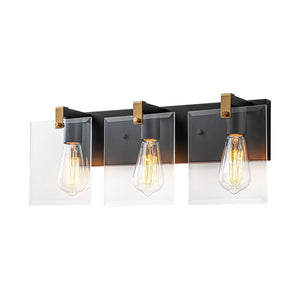 LightFixturesUSA - Minimalist Clear Glass Square Panel 3 - Light Vanity Wall Lamp - Wall Sconce - 16.5in - 