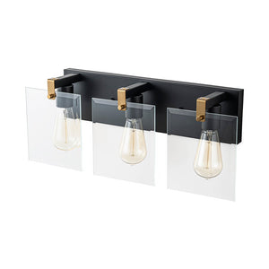 LightFixturesUSA - Minimalist Clear Glass Square Panel 3 - Light Vanity Wall Lamp - Wall Sconce - 16.5in - 