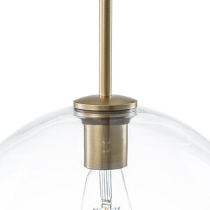 LightFixturesUSA - Minimalist Cluster Clear Glass Globe 3 - Light Pendant - Chandelier - Brass - 