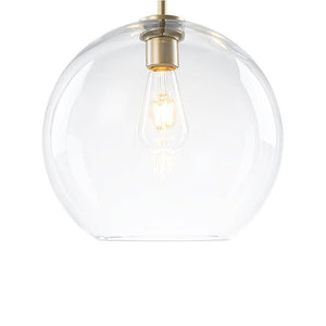 LightFixturesUSA - Minimalist Cluster Clear Glass Globe 3 - Light Pendant - Chandelier - Brass - 