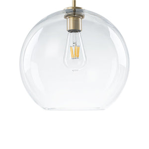 LightFixturesUSA - Minimalist Cluster Clear Glass Globe 3 - Light Pendant - Chandelier - Brass - 