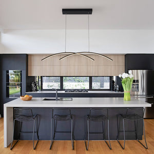 LightFixturesUSA - Minimalist Dimmable LED Black Arched Island Chandelier - Chandelier - Black - 