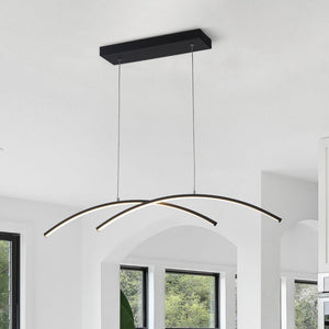 LightFixturesUSA - Minimalist Dimmable LED Black Arched Island Chandelier - Chandelier - Black - 