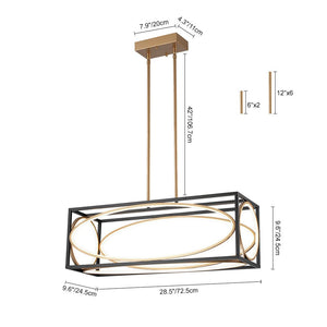 LightFixturesUSA - Minimalist Dimmable LED Black Gold Square Kitchen Pendant - Pendant Light - 28.5 in - 