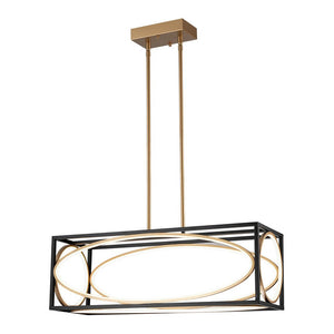 LightFixturesUSA - Minimalist Dimmable LED Black Gold Square Kitchen Pendant - Pendant Light - 28.5 in - 