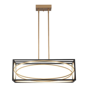 LightFixturesUSA - Minimalist Dimmable LED Black Gold Square Kitchen Pendant - Pendant Light - 28.5 in - 