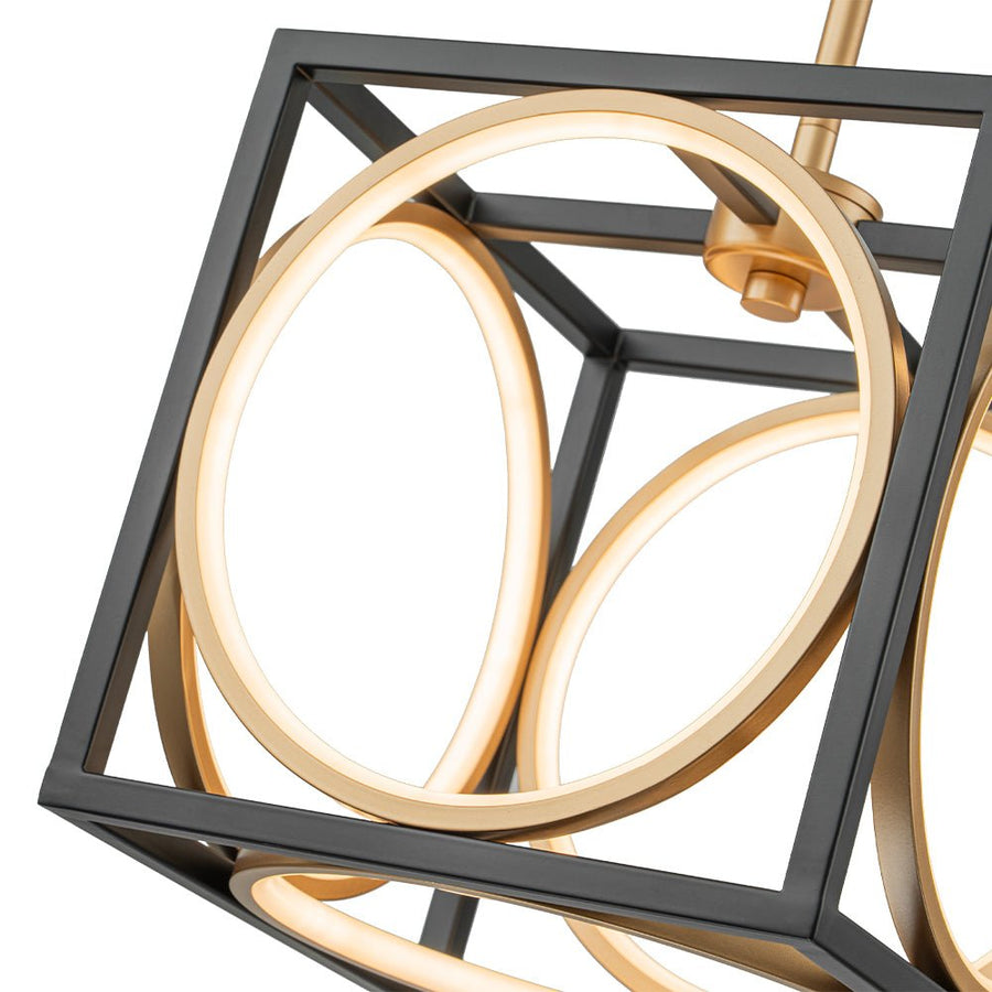 LightFixturesUSA - Minimalist Dimmable LED Black Gold Square Kitchen Pendant - Pendant Light - 28.5 in - 