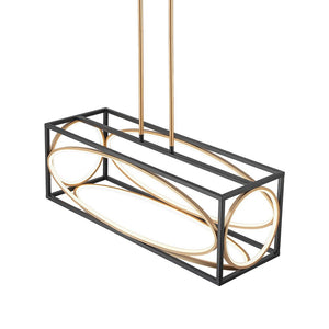 LightFixturesUSA - Minimalist Dimmable LED Black Gold Square Kitchen Pendant - Pendant Light - 28.5 in - 