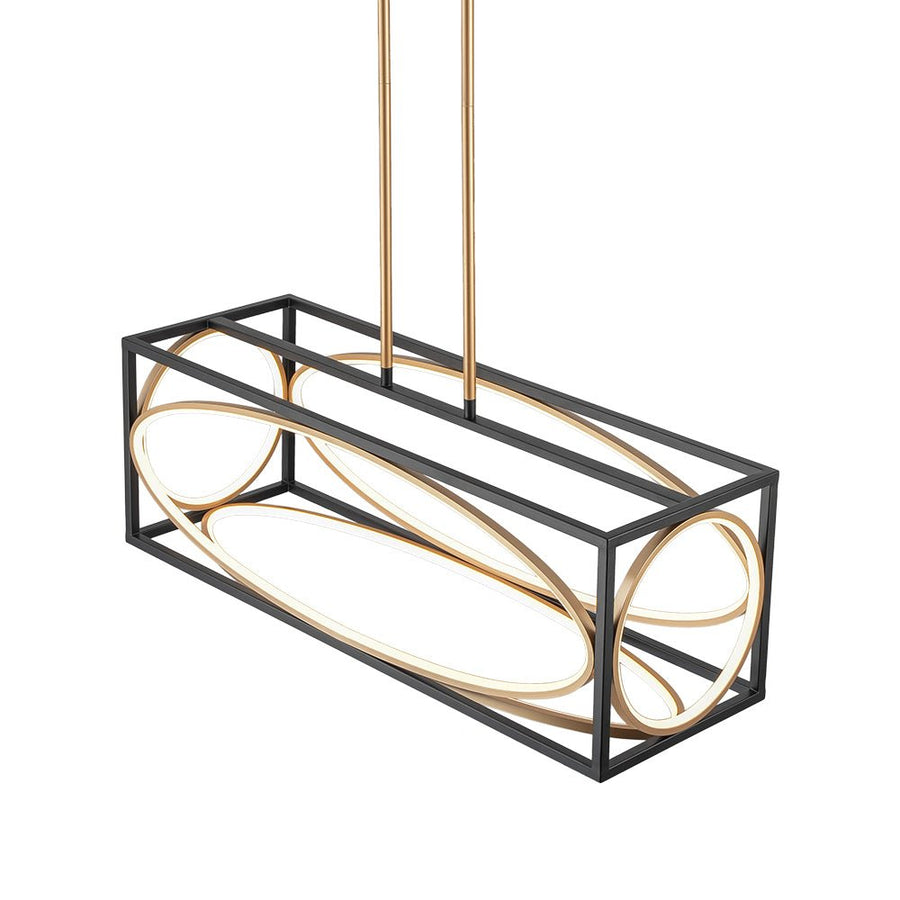 LightFixturesUSA - Minimalist Dimmable LED Black Gold Square Kitchen Pendant - Pendant Light - 28.5 in - 