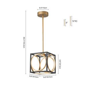 LightFixturesUSA - Minimalist Dimmable LED Black Gold Square Kitchen Pendant - Pendant Light - 28.5 in - 