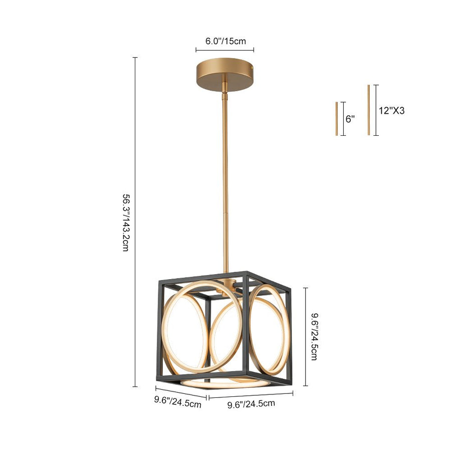 LightFixturesUSA - Minimalist Dimmable LED Black Gold Square Kitchen Pendant - Pendant Light - 28.5 in - 