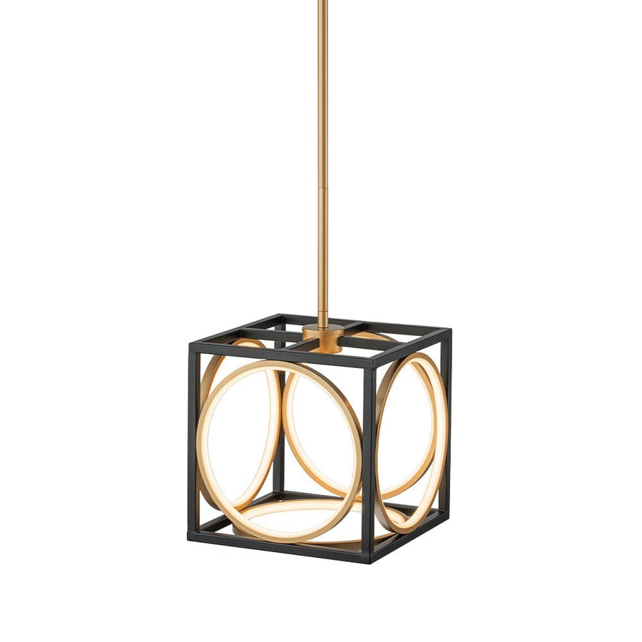 LightFixturesUSA - Minimalist Dimmable LED Black Gold Square Kitchen Pendant - Pendant Light - 28.5 in - 