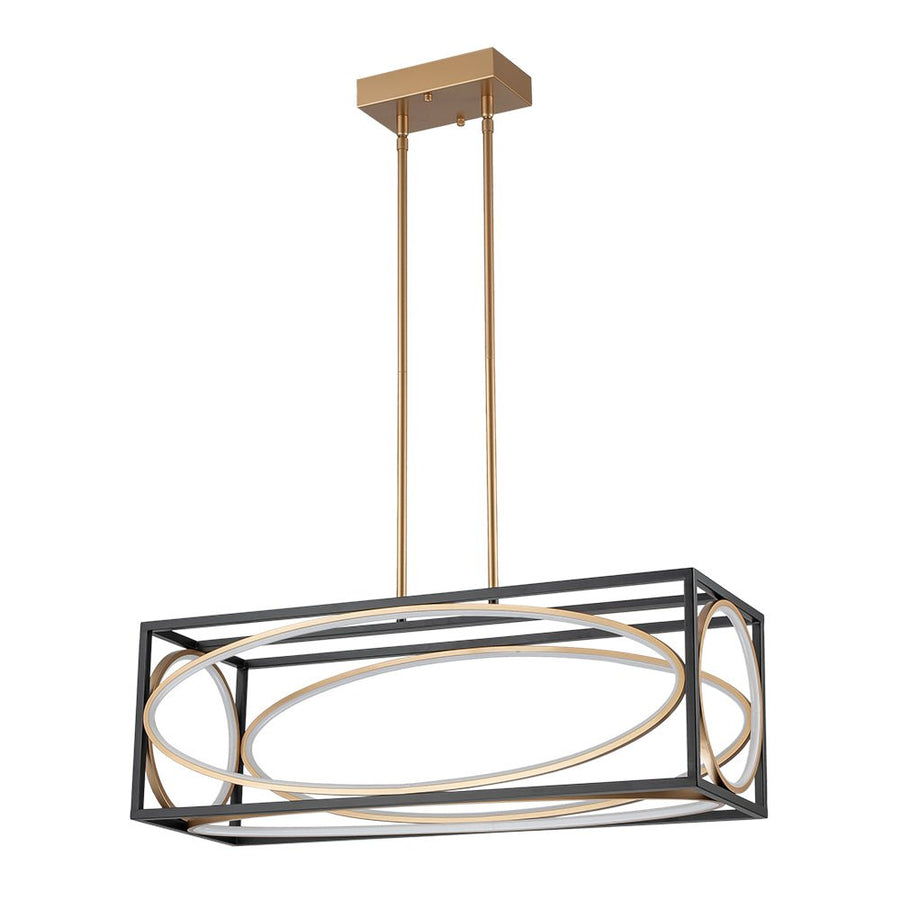 LightFixturesUSA - Minimalist Dimmable LED Black Gold Square Kitchen Pendant - Pendant Light - 28.5 in - 