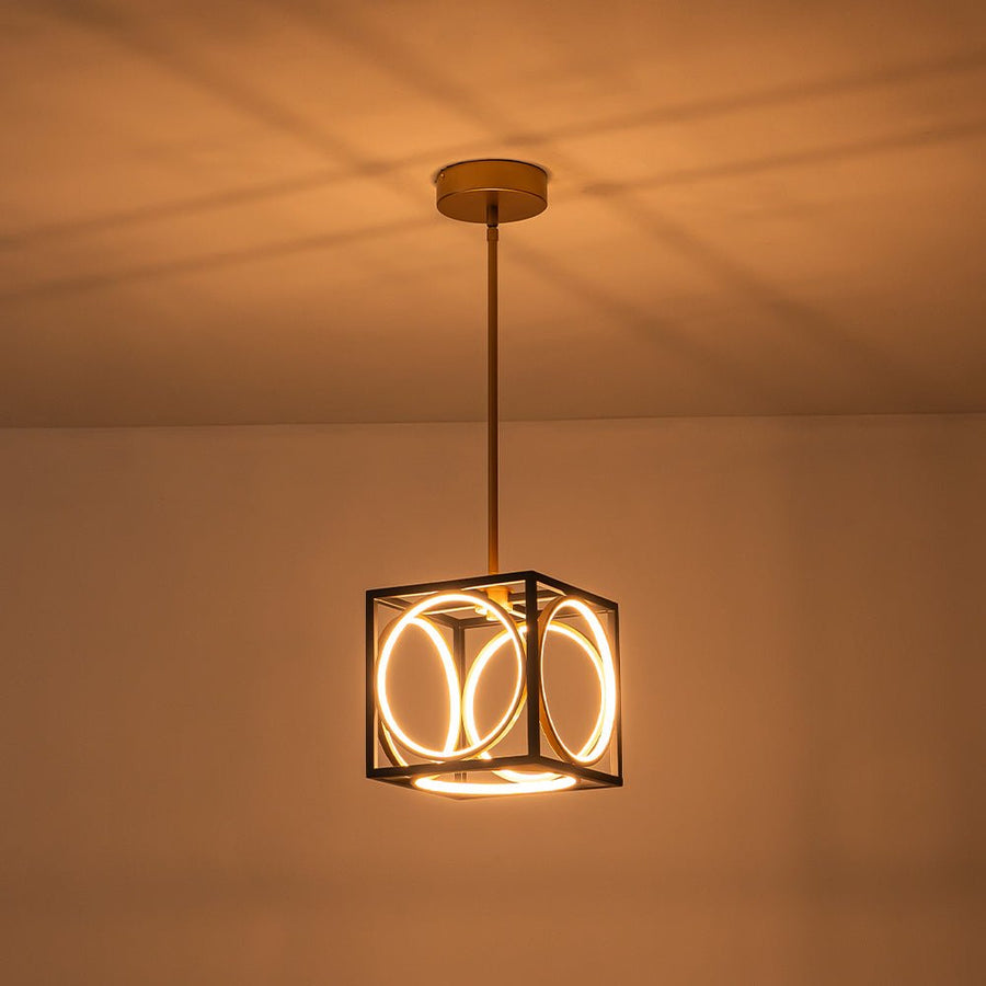 LightFixturesUSA - Minimalist Dimmable LED Black Gold Square Kitchen Pendant - Pendant Light - 28.5 in - 