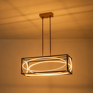 LightFixturesUSA - Minimalist Dimmable LED Black Gold Square Kitchen Pendant - Pendant Light - 28.5 in - 